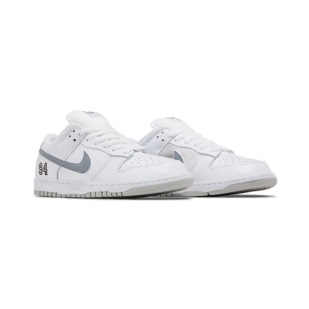 Nike Supreme x Dunk Low SB 'White Metallic Silver'