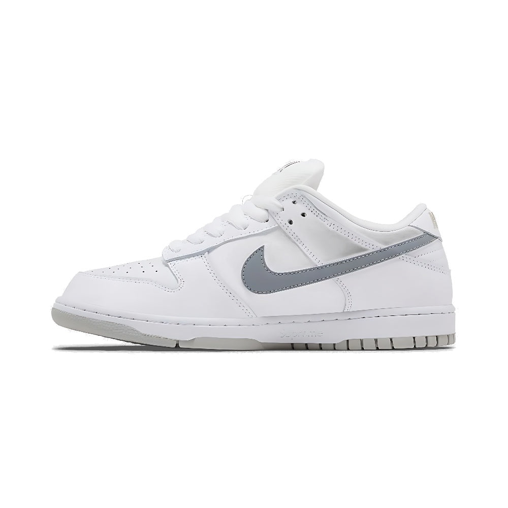 Nike Supreme x Dunk Low SB 'White Metallic Silver'