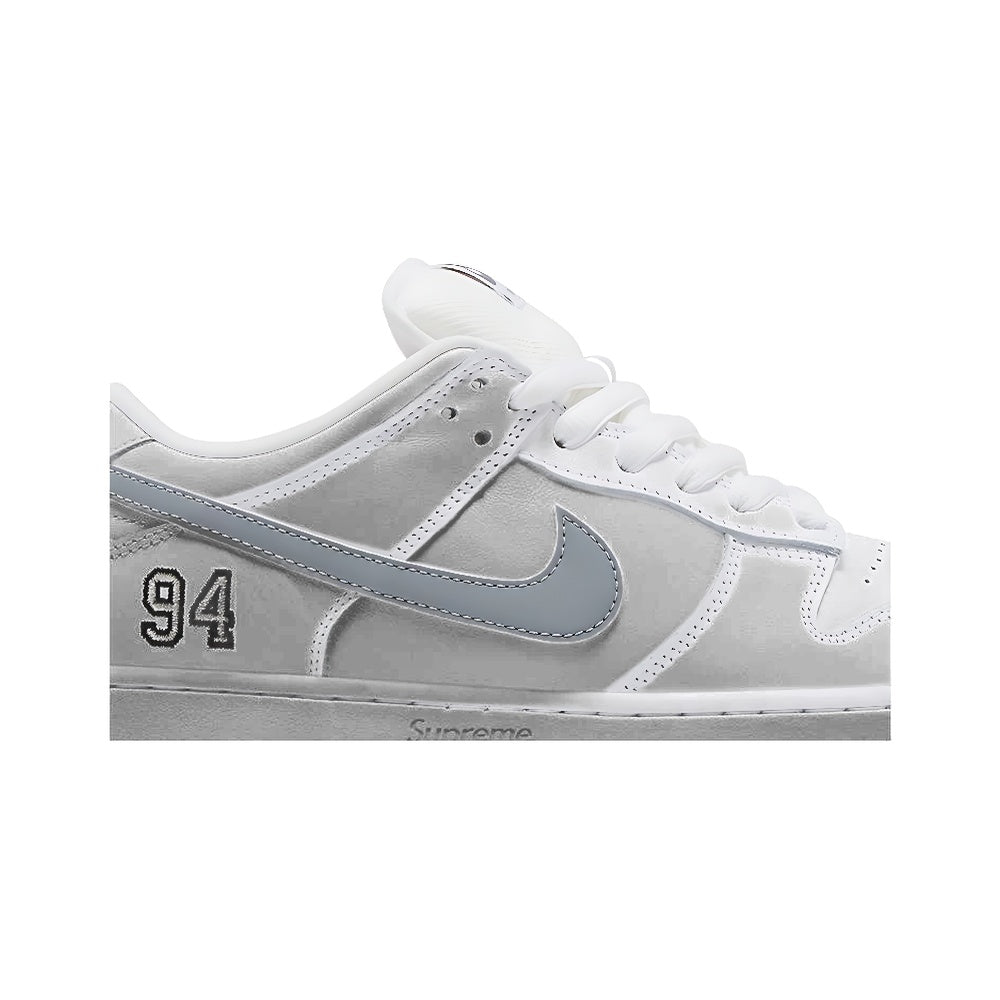 Nike Supreme x Dunk Low SB 'White Metallic Silver'